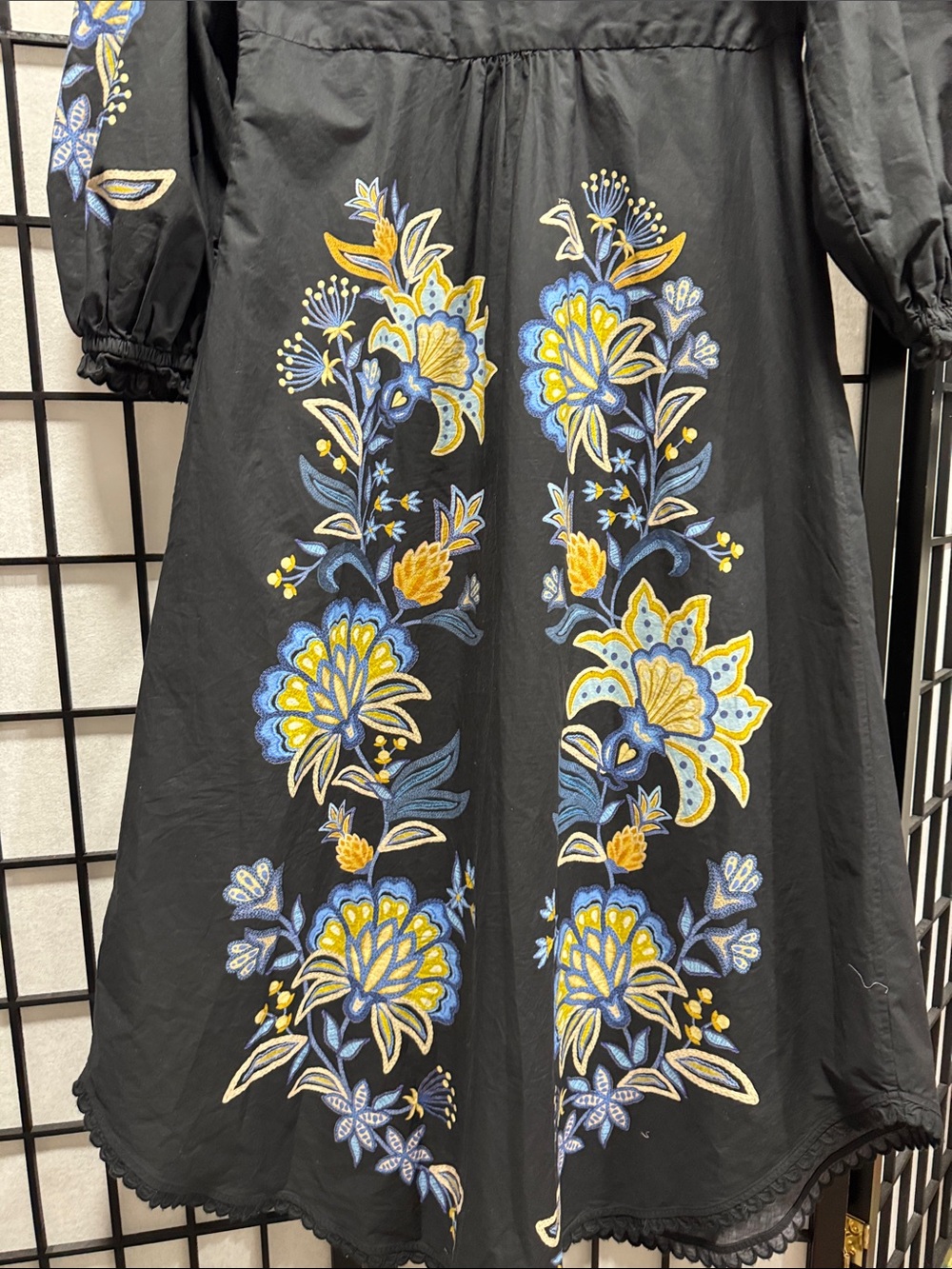 FARM Rio Black Stitched Garden Organic Cotton Midi Dress Size L - Picture 14 of 14